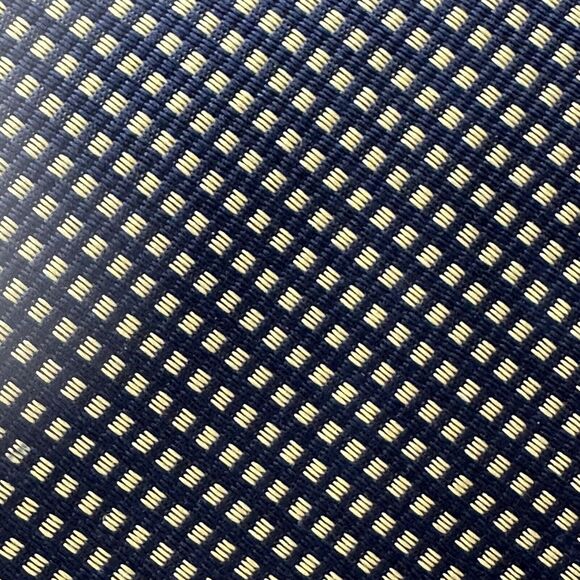 Brooks Brothers Makers Neck Tie All Silk Made in USA Navy w/Gold Geometric CLEAN - Picture 5 of 9